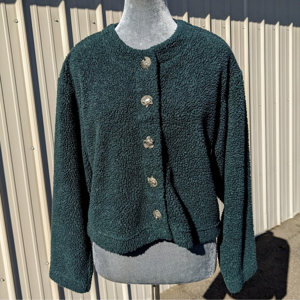 Vintage 90s Roughrider Sherpa Teddy Fleece Jacket M Animal Button Up Western